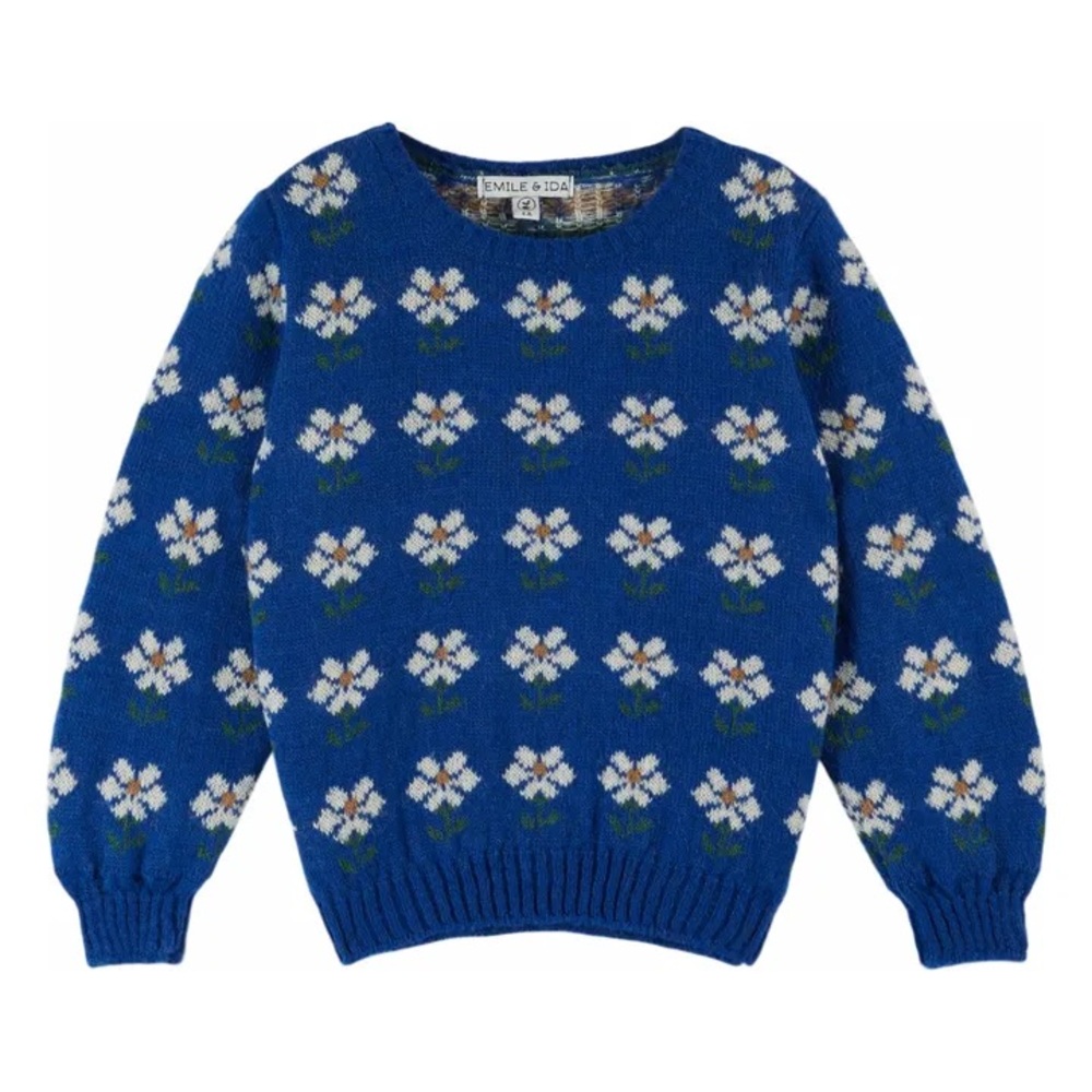 Emile et Ida Blue Floral Kids Sweater